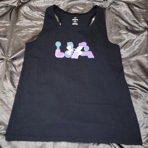 Under Armour Girls Black Tank Top with Colorful Graphic